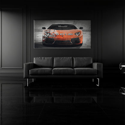 Red Lamborghini Aventador Wall Art Graffiti Canvas Art