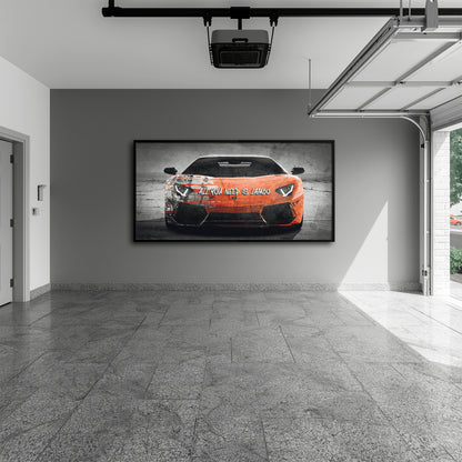 Red Lamborghini Aventador Wall Art Graffiti Canvas Art