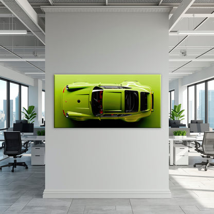 Porsche 911 Lime Ignition Wall Art – Light Green Sports Car Canvas Print