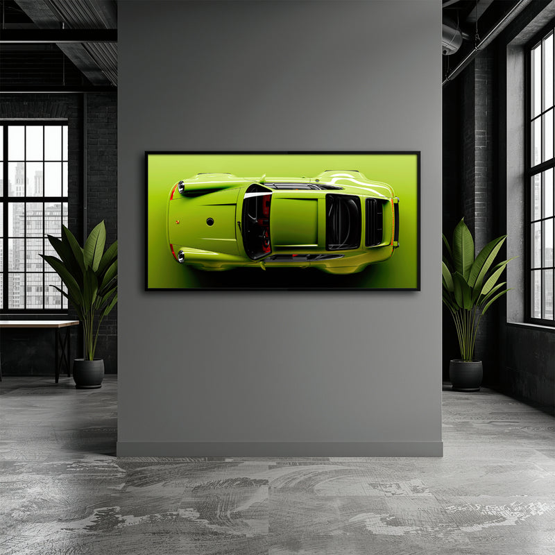 Porsche 911 Lime Ignition Wall Art – Light Green Sports Car Canvas Print