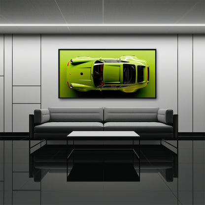 Porsche 911 Lime Ignition Wall Art – Light Green Sports Car Canvas Print