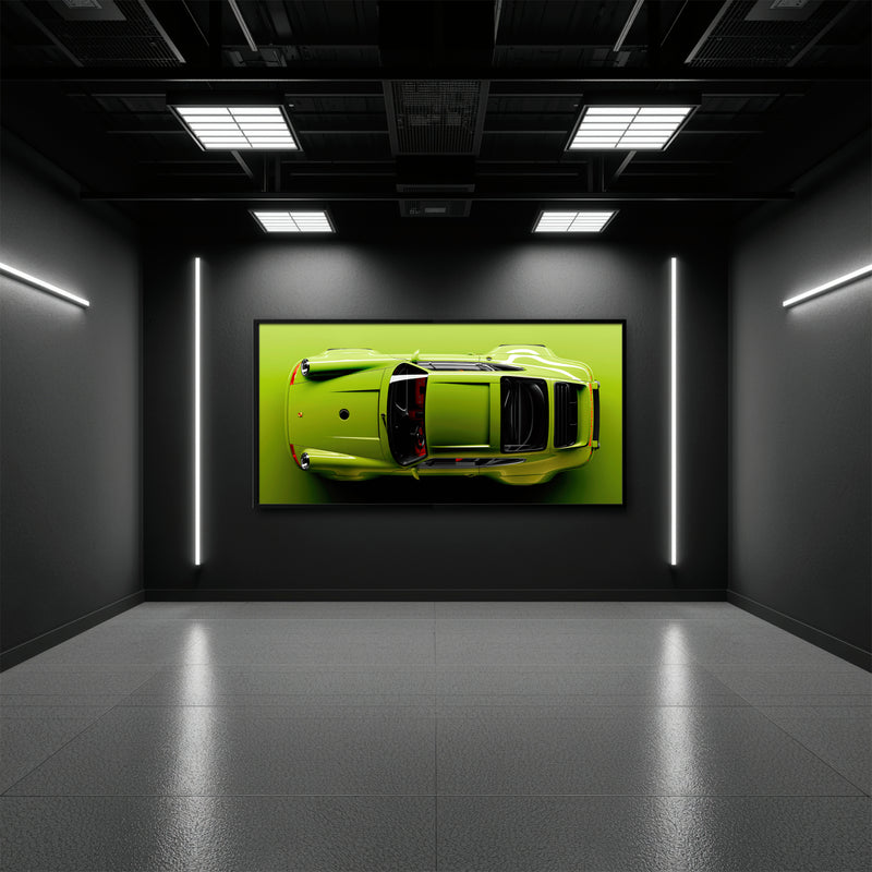Porsche 911 Lime Ignition Wall Art – Light Green Sports Car Canvas Print