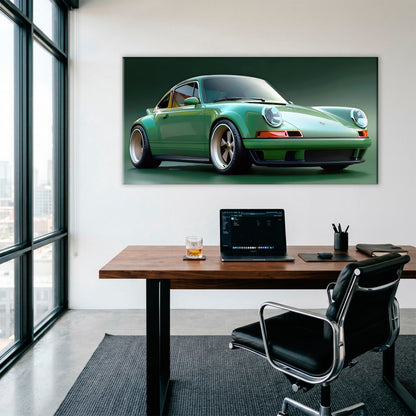 Green Porsche 911 Emerald Outlaw Wall Art