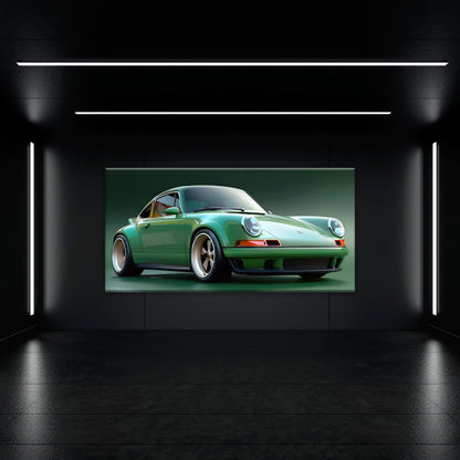 Green Porsche 911 Emerald Outlaw Wall Art