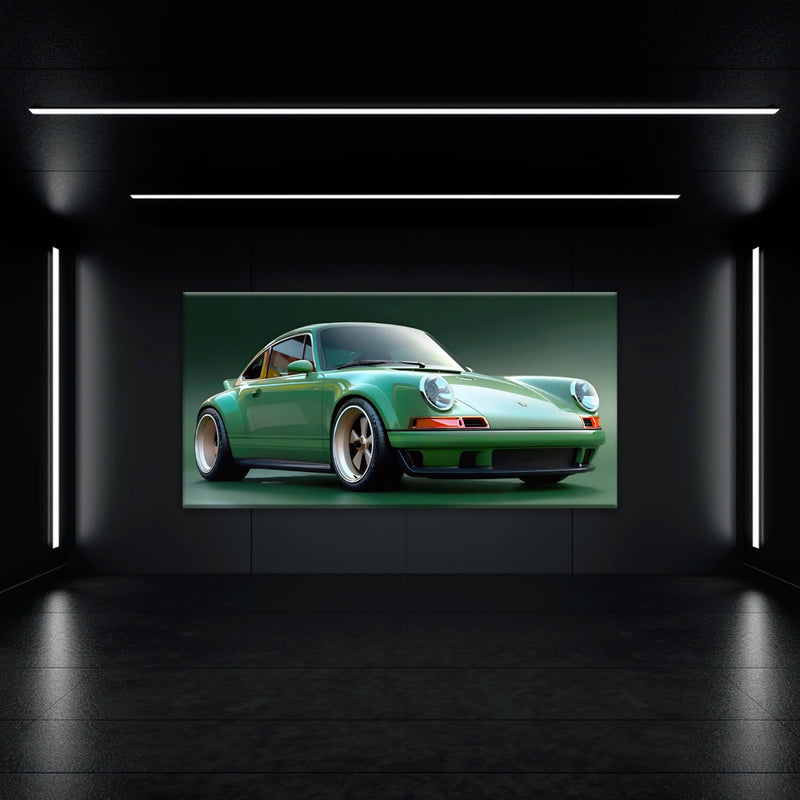 Green Porsche 911 Emerald Outlaw Wall Art