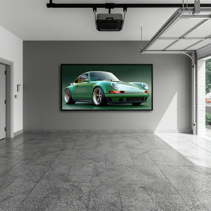 Green Porsche 911 Emerald Outlaw Wall Art