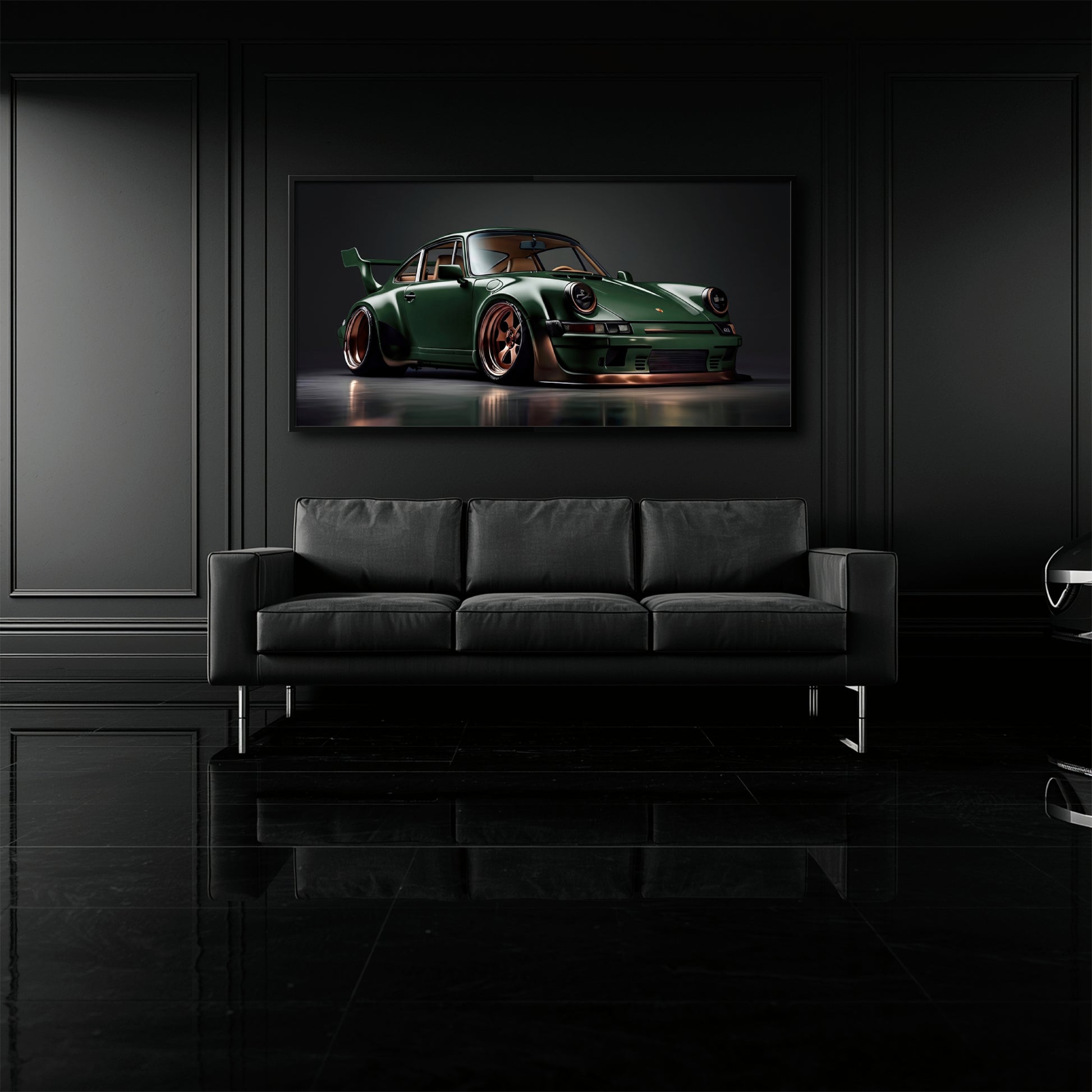 Premium Porsche wall art for luxury garage decor