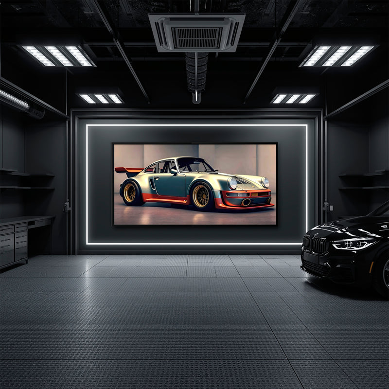 Porsche 911 Silver Widebody Wall Art