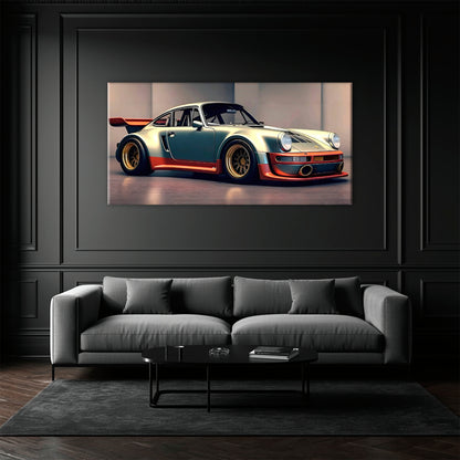 Porsche 911 Silver Widebody Wall Art