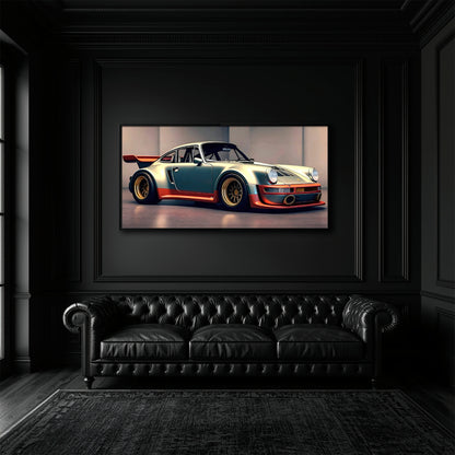 Porsche 911 Silver Widebody Wall Art