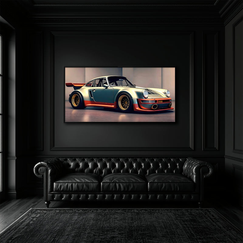 Porsche 911 Silver Widebody Wall Art