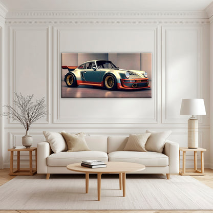 Porsche 911 Silver Widebody Wall Art