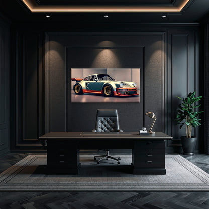 Porsche 911 Silver Widebody Wall Art