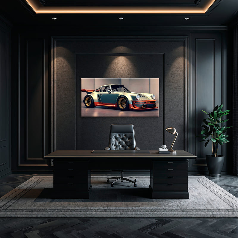 Porsche 911 Silver Widebody Wall Art
