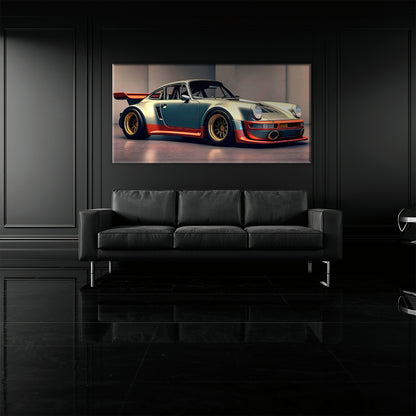 Porsche 911 Silver Widebody Wall Art