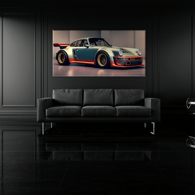 Porsche 911 Silver Widebody Wall Art
