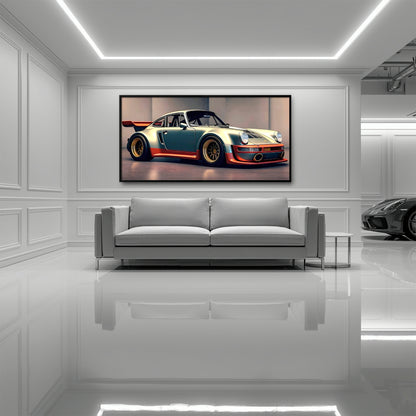 Porsche 911 Silver Widebody Wall Art