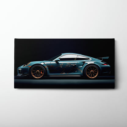 Porsche 911 Noir Wall Art – Blue GT3 RS Sports Car Canvas Print