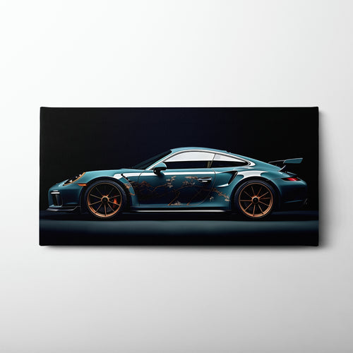 Porsche 911 Noir Wall Art – Blue GT3 RS Sports Car Canvas Print