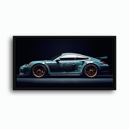 Porsche 911 Noir Wall Art – Blue GT3 RS Sports Car Canvas Print