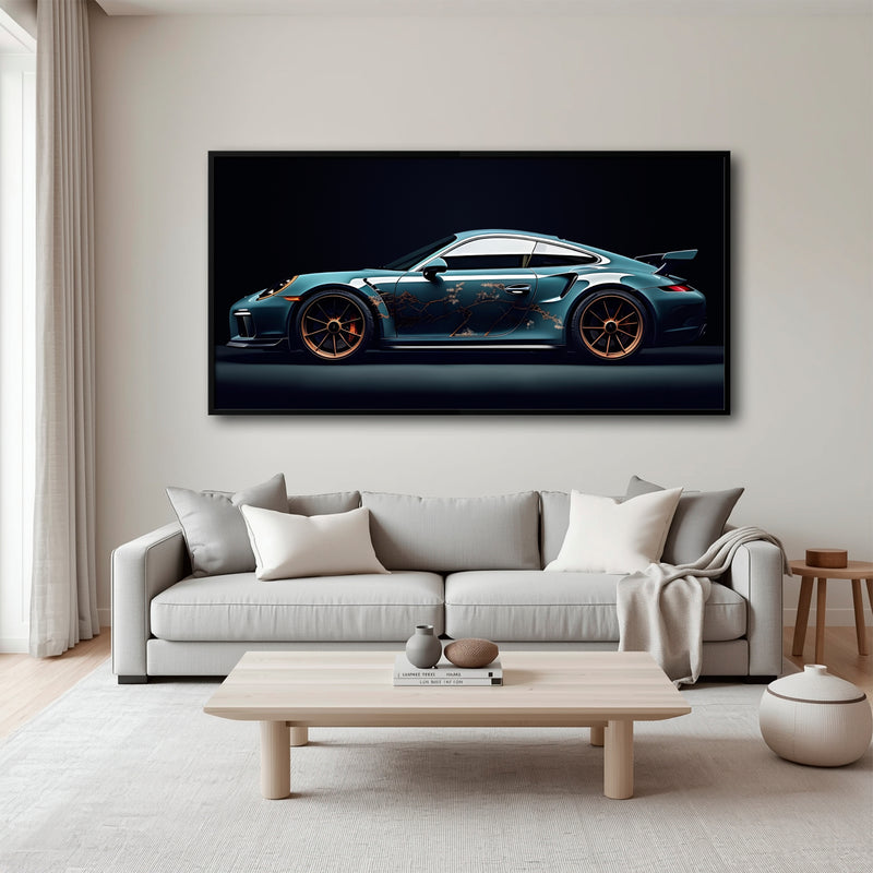 Porsche 911 Noir Wall Art – Blue GT3 RS Sports Car Canvas Print
