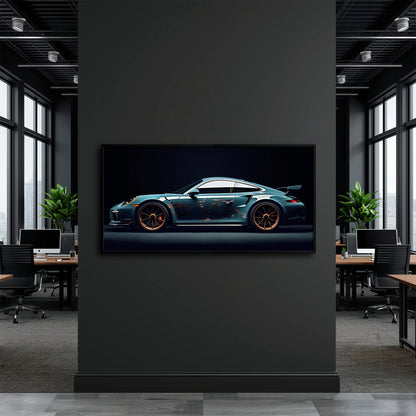 Porsche 911 Noir Wall Art – Blue GT3 RS Sports Car Canvas Print