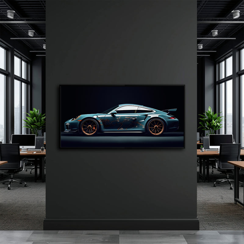 Porsche 911 Noir Wall Art – Blue GT3 RS Sports Car Canvas Print