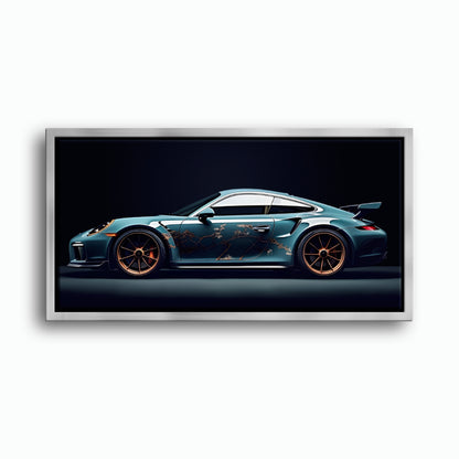 Porsche 911 Noir Wall Art – Blue GT3 RS Sports Car Canvas Print