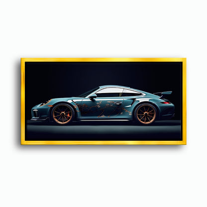 Porsche 911 Noir Wall Art – Blue GT3 RS Sports Car Canvas Print