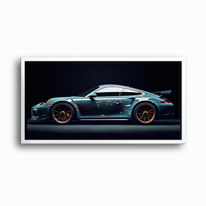 Porsche 911 Noir Wall Art – Blue GT3 RS Sports Car Canvas Print
