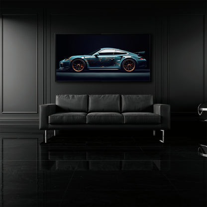 Porsche 911 Noir Wall Art – Blue GT3 RS Sports Car Canvas Print