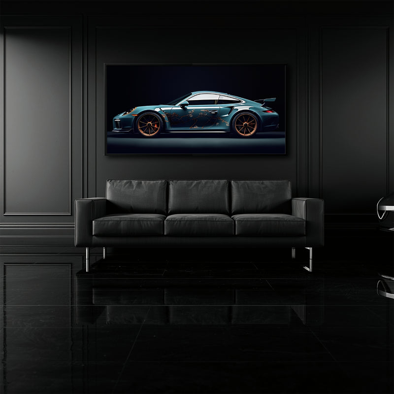 Porsche 911 Noir Wall Art – Blue GT3 RS Sports Car Canvas Print