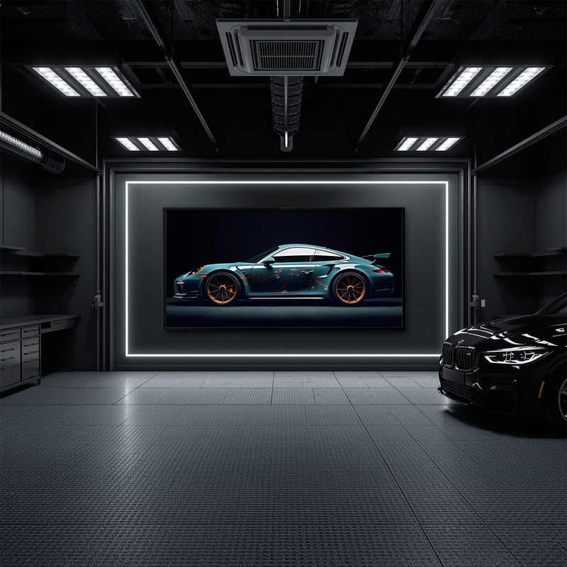 Porsche 911 Noir Wall Art – Blue GT3 RS Sports Car Canvas Print