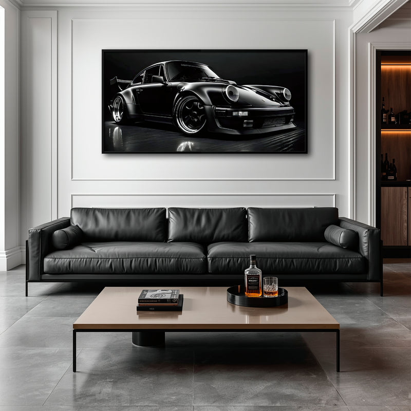 Porsche 911 Shadow Legend Wall Art – Black Sports Car Canvas Print