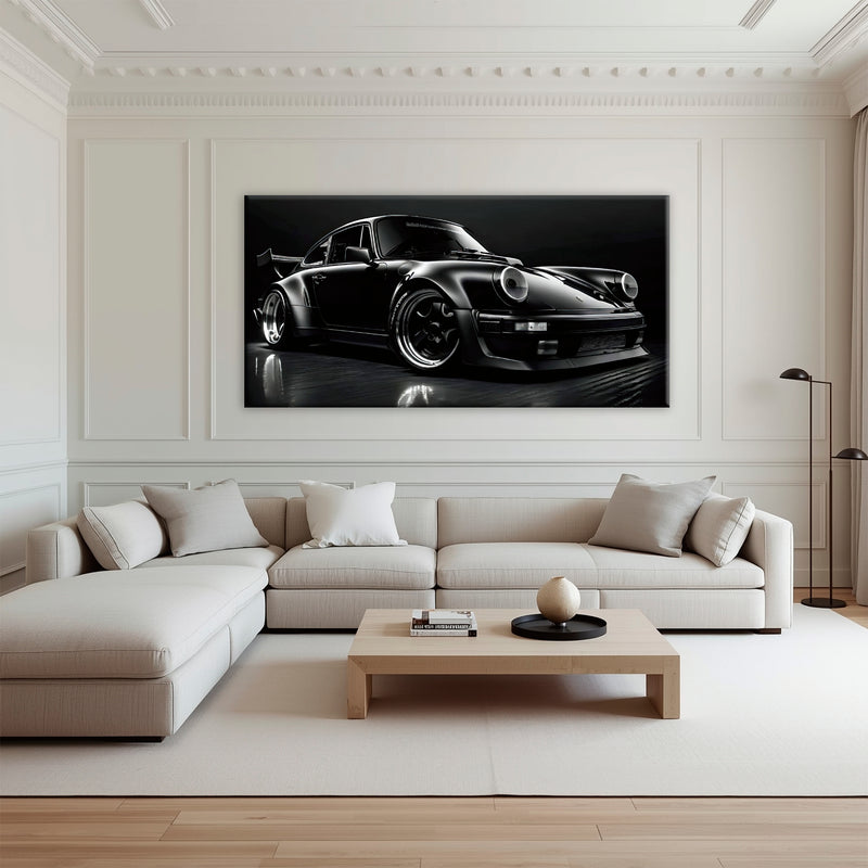 Porsche 911 Shadow Legend Wall Art – Black Sports Car Canvas Print