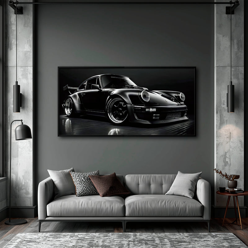Porsche 911 Shadow Legend Wall Art – Black Sports Car Canvas Print