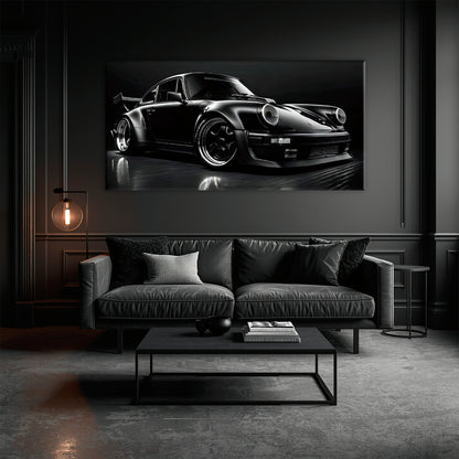 Porsche 911 Shadow Legend Wall Art – Black Sports Car Canvas Print