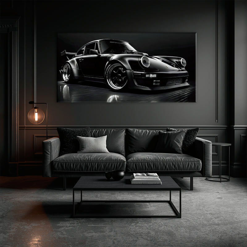 Porsche 911 Shadow Legend Wall Art – Black Sports Car Canvas Print