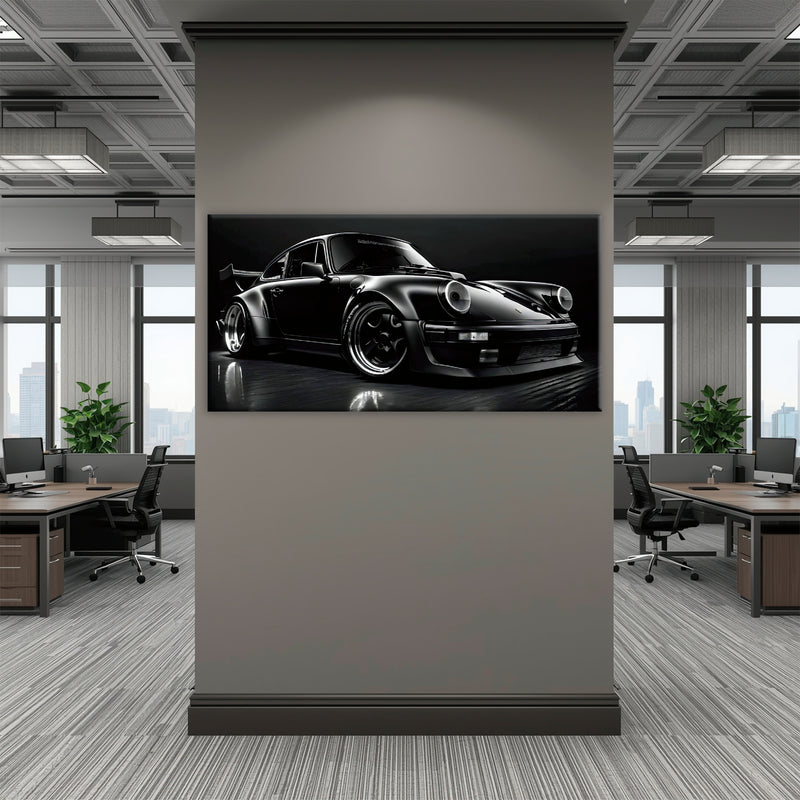Porsche 911 Shadow Legend Wall Art – Black Sports Car Canvas Print