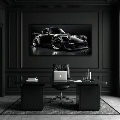 Porsche 911 Shadow Legend Wall Art – Black Sports Car Canvas Print