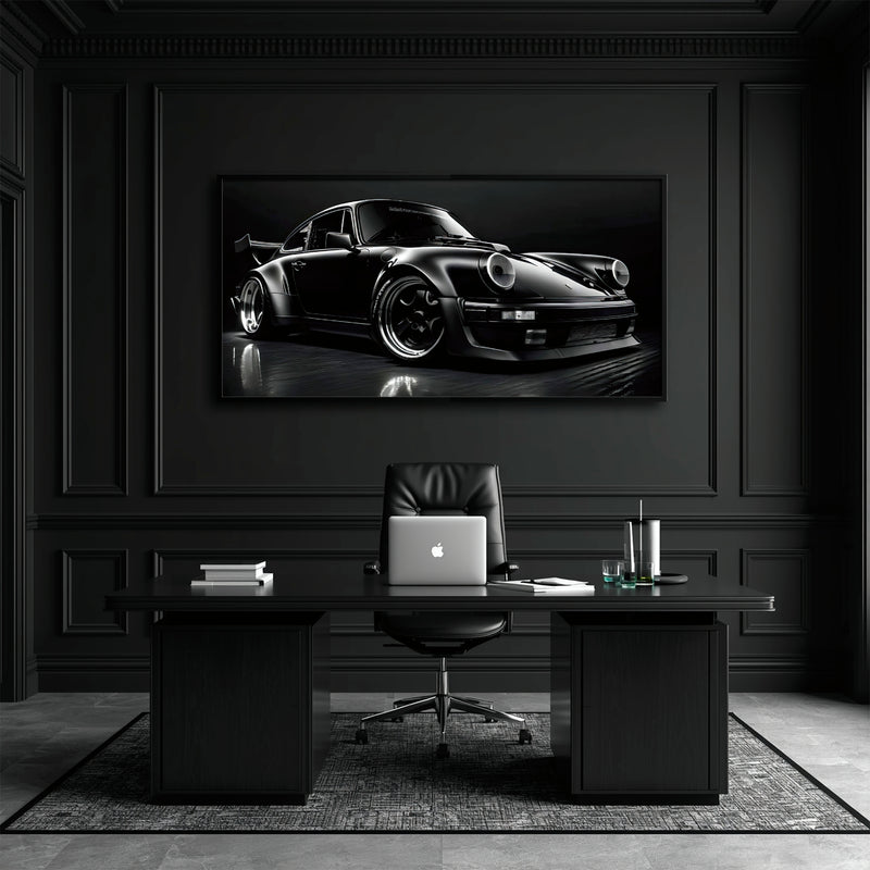 Porsche 911 Shadow Legend Wall Art – Black Sports Car Canvas Print