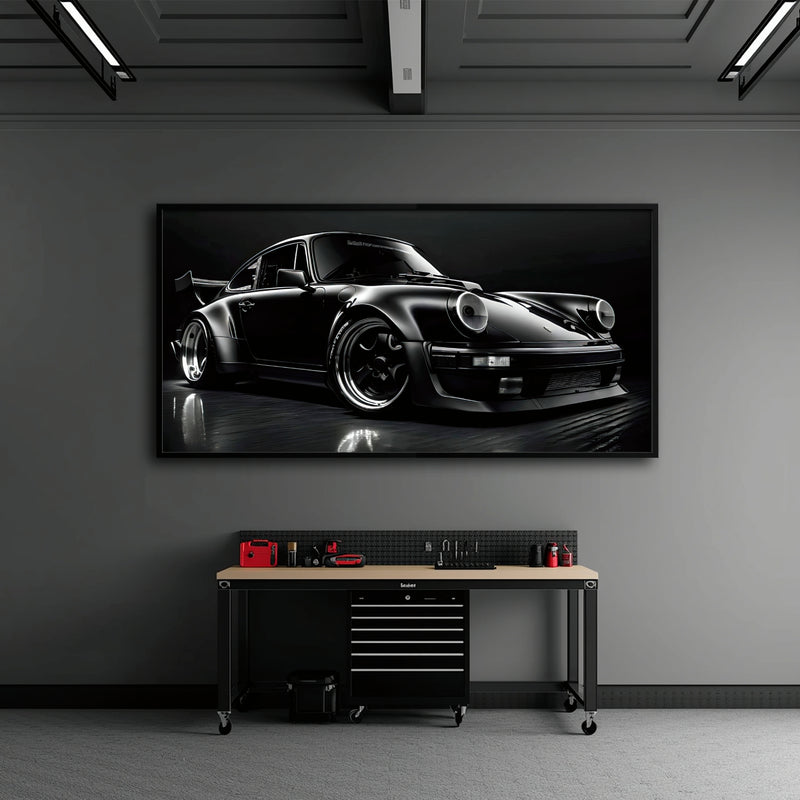 Porsche 911 Shadow Legend Wall Art – Black Sports Car Canvas Print