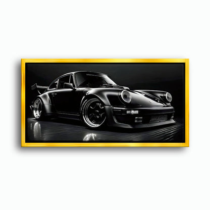 Porsche 911 Shadow Legend Wall Art – Black Sports Car Canvas Print