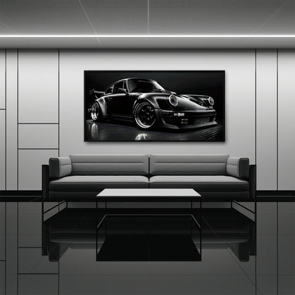 Porsche 911 Shadow Legend Wall Art – Black Sports Car Canvas Print
