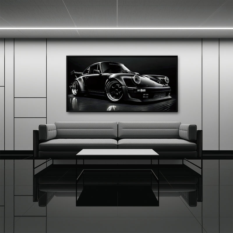 Porsche 911 Shadow Legend Wall Art – Black Sports Car Canvas Print