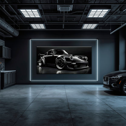 Porsche 911 Shadow Legend Wall Art – Black Sports Car Canvas Print