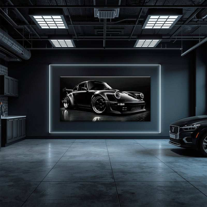 Porsche 911 Shadow Legend Wall Art – Black Sports Car Canvas Print