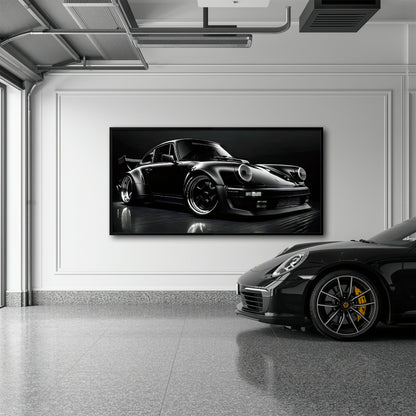 Porsche 911 Shadow Legend Wall Art – Black Sports Car Canvas Print