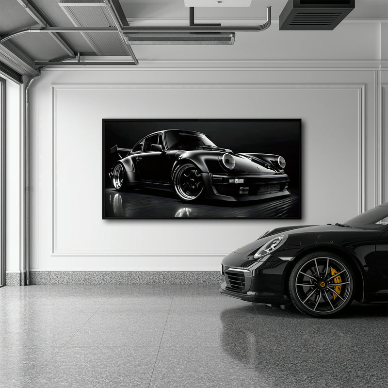 Porsche 911 Shadow Legend Wall Art – Black Sports Car Canvas Print