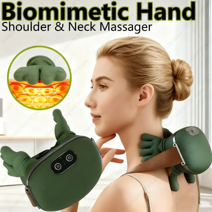Neck Shoulder Massager Deep Tissue Shiatsu Back Cervical Massage Machine Bionic Heated Fatigue Relief Relax Muscle ﻿3-Level ﻿